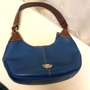 Dooney & Bourke blue leather bag with brown detail